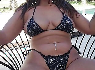 Busty MILF in Bathing Suit Rubs Pussy While Telling You To Cum For Her JOI