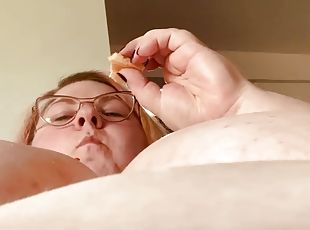 Ssbbw pig slut Mrs Apple eats pizza