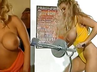 Blonde Bimbo with Giant Fake Silicone Tits Bouncing in Slow Motion
