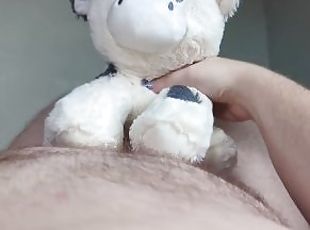 Plushie cow milks my udder, triple orgasm