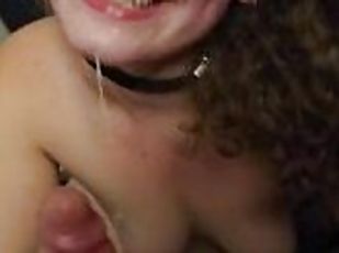 Deepthroating and choking on my Master's fat cock ???? messy facefuck with lots of gagging and spit