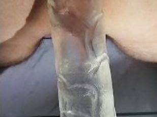 Femboy fucks dildo