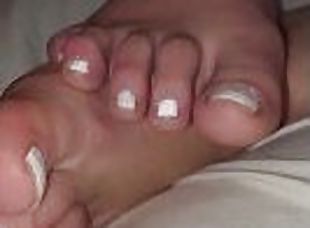 Sexy Feet foot fetish toenails foot massage white polish long toenails