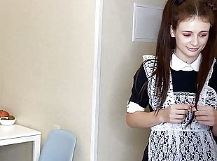 schoolgirl fucks with her classmate&#039;s stepfather