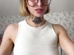 Blonde masturbates cock to her teacher