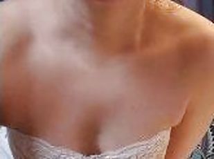 Sexy White Lungerie Fun BIG Tits Latina