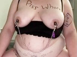 Big Tiddy Goth GF BBW First Time Gushing Piss Diaper Wetting Humiliation and Masturbation