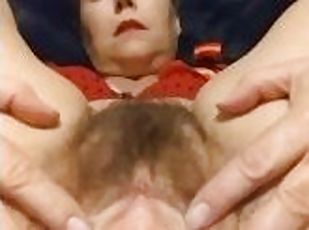 Badd Gramma Red Lingerie Pussy & Ass Close Up