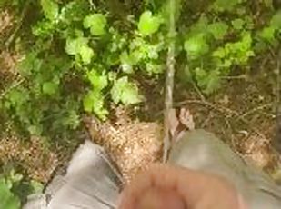 A desperate piss, a cumshot, pissing in the trees…cum for me????????????