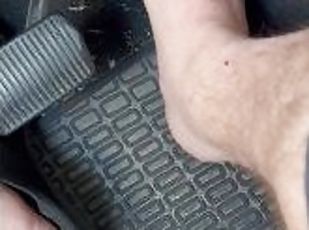 Man Toes Pedal Pushing Feet Rough After Work Barefoot