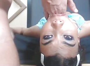 Upside Down Throat Fucking! Extreme Sloppy Deepthroat Facial Cumshot