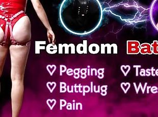 Femdom Battle Arena! Mixed Wrestling Pegging Taste Test BDSM Bondage FLR Real Homemade Milf Stepmom