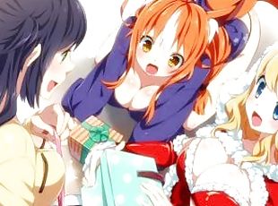 Hentai Threesome horny stepsisters open Christmas gifts got squirting orgasm anime hentai uncensored