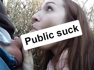AMATEUR PUBLIC BLOWJOB AND SWALLOW IN THE FOREST