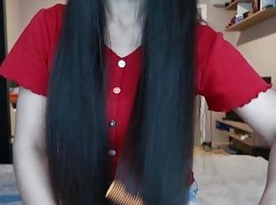 Beautiful Asian Girl with LONG BLACK HAIR Gets Oily TIT MASSAGE