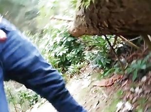 REAL DICKFLASH caught by 3 people 1 takes a better look in the woods