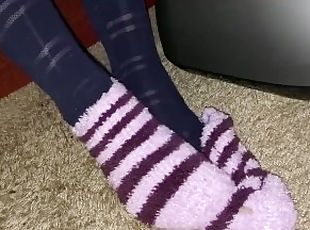 Fuzzy sock tease