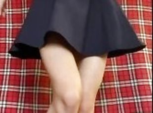 Japanese schoolgirl shows off her white panties