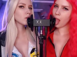 ASMR Mood - a double licking wet ears among us