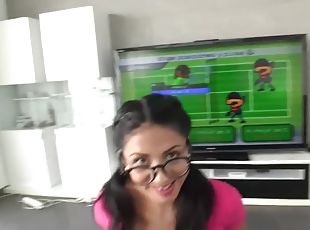 Gamer spanish girl in glasses julia de lucia gets fucked in pov