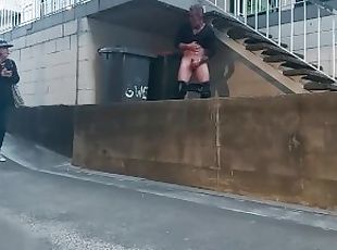 BUSTED - Old man gets caught jerking off in public
