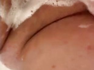 Spreading soapy fat pussy in shower