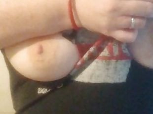 Cutting off my shirt and playing with my big tits