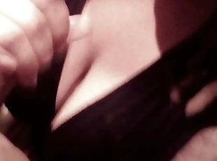 FIRST time on cam! Cumming on tits for a couple ) Part 2. Potato quality!