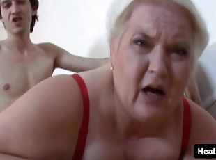 Old Chubby Grandma Strips And Rides A Much Y. Dick