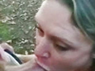 Milf Sucking cock in forest