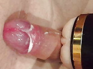 Fucking a cum filled flashlight pussy