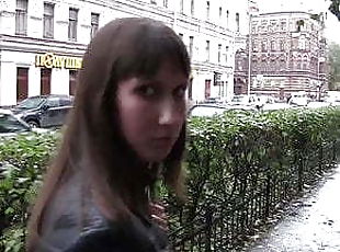 Russian agent can find a girl to fuck even on a rainy day