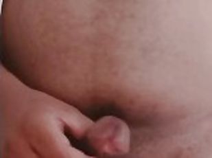 Dad bod guy blows his load. Drips pre cum
