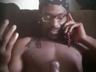 Kell Da SexBeast Masturbate Until He Drops Huge Cumload While On The Phone