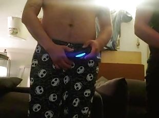 Gaming with str8 friend dick flops out
