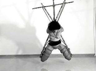 Pulling her panties and making her cum - Shibari suspension ORGASM