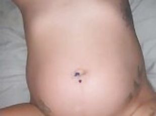 Big tit pregnant babe get cum on stomach