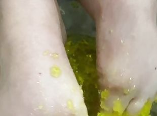 Yellow Jell-O between my toes!