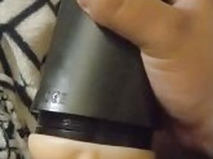 Teen uses fleshlight and unloads in it!!!