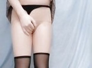 Kasnicole 001V Kigurumi uniform pantyhose & stockings remote vibrator masturbate pussy to orgasm