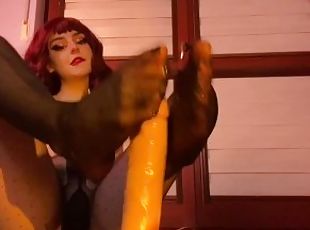 POV pantyhose footjob and orgasm /TEASER / with a squirting dildo