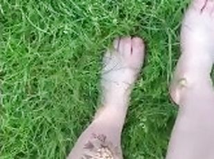 Walking on wet grass feeling horny