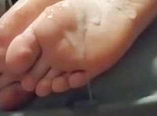 Cum drips from my feet