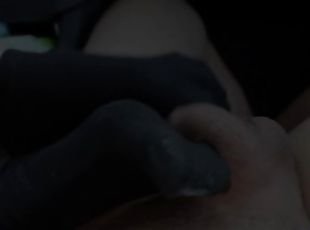 Black ankle socks footjob & toejob in the car with cum filling inside the sock