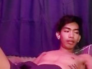 Horny Inked Slim and Sexy with Big Cock Filipino Boy Jerking Off on Cam