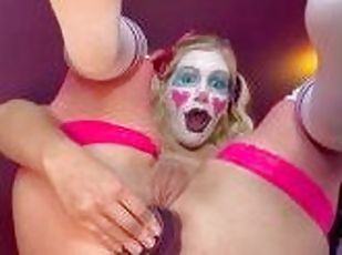 Clown Girl Giggles when she Fucks her tight Asshole