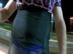 Muscular Bubble Butt PAWG Sissy Exposed and Caught with Cum in Public
