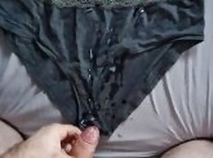 Grey Panties get huge cumshot