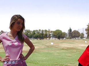 Karla kush teasing her golf instructor with her short skirt