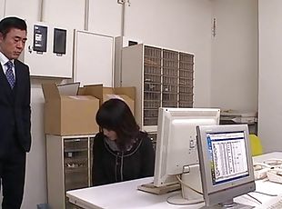 Asian office woman is feeling horny and obedient